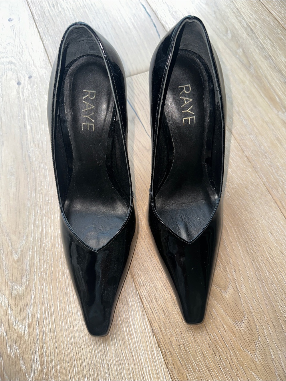 RAYE Black Patent Pointed Pumps